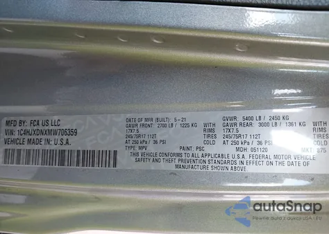 2021 Jeep Wrangler Unlimited Sport S 4X4 from USA, damaged, VIN 1C4HJXDNXMW706359